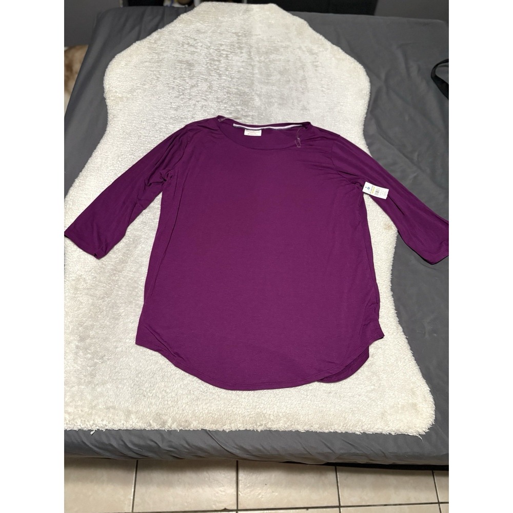 Bobbie Brooks Womens 2X Top Purple Burgundy 3/4 Sleeve Knit Tunic Shirt NWT Plus